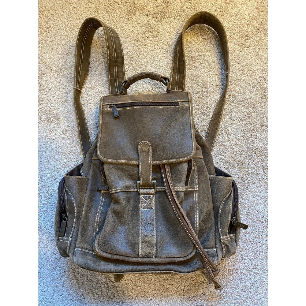Claire Chase Backpack Leather Brown Uptown Distressed Like New Unisex sku13